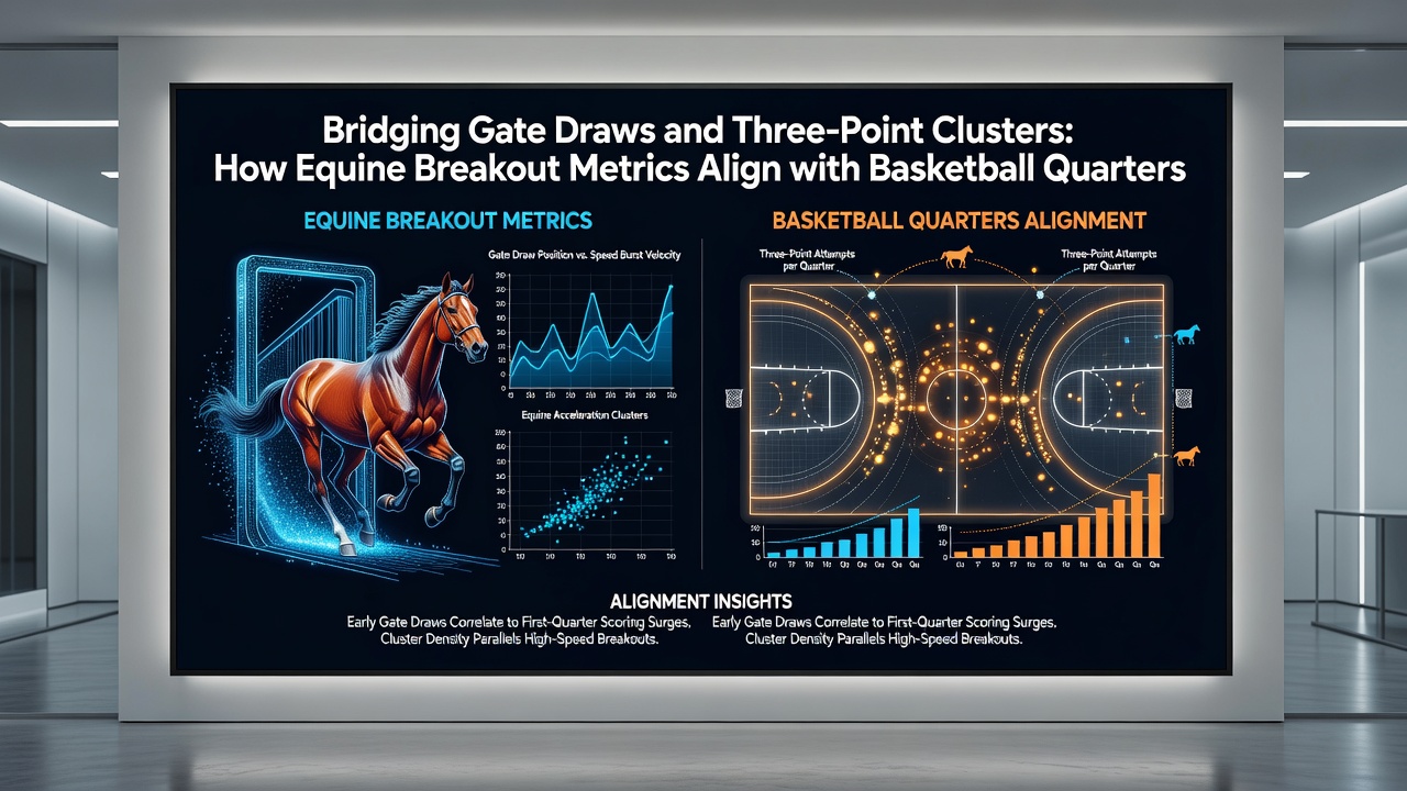 Detailed chart comparing equine gate performance statistics with basketball quarter three-point attempt distributions