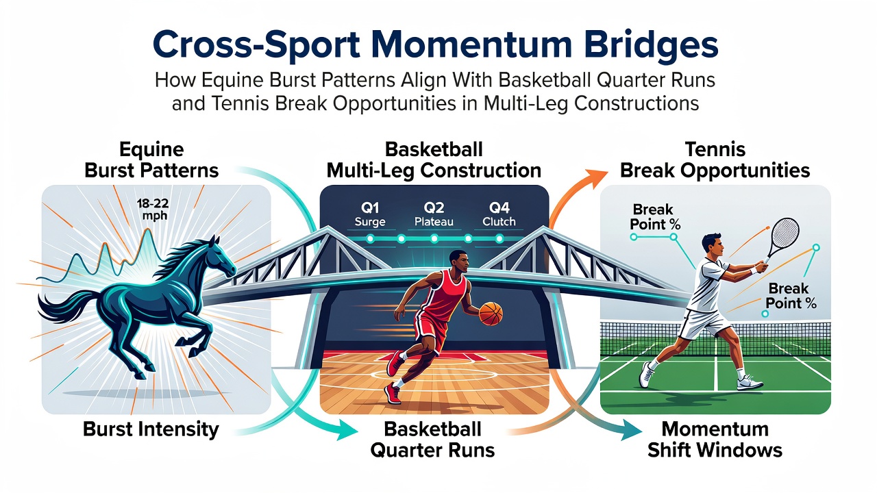 Visual representation of momentum patterns across horse racing, basketball, and tennis sports
