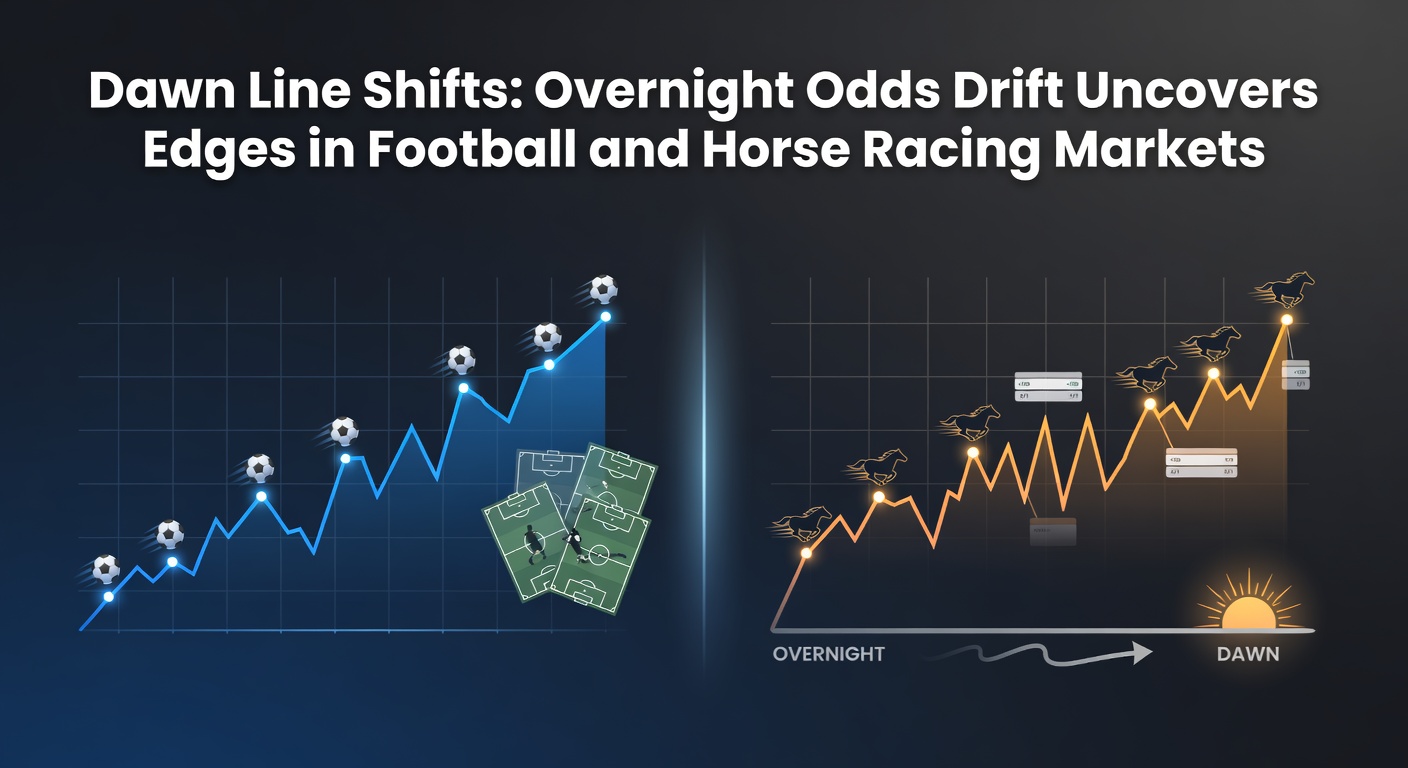 Chart showing overnight odds movements in a football match and horse race, highlighting drift patterns from evening to morning lines