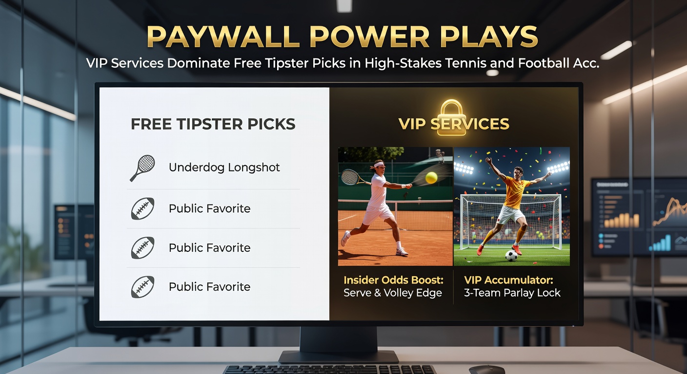 Close-up of a tennis player serving during a high-stakes match, overlaid with accumulator odds display highlighting VIP pick advantages