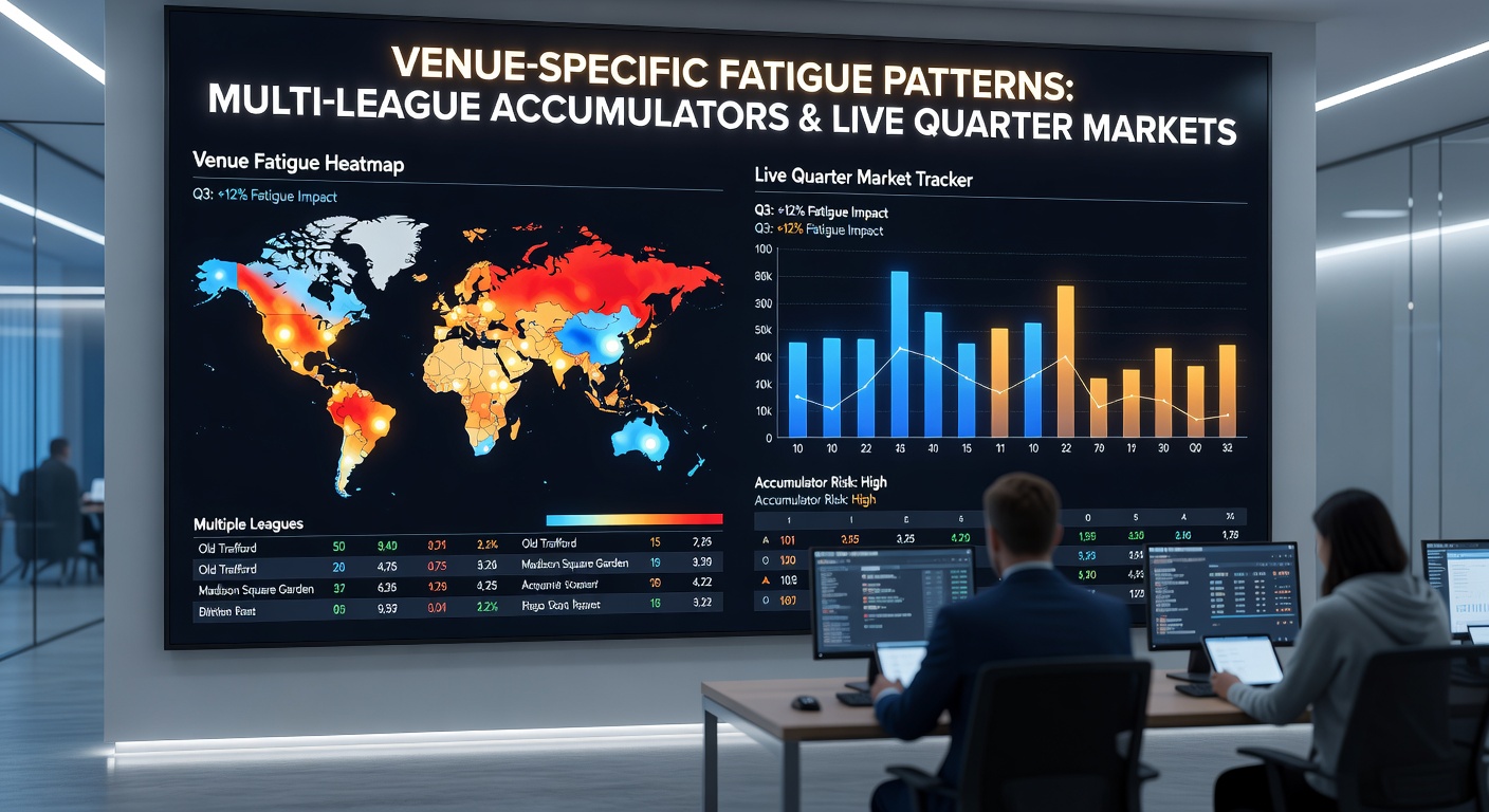 Live betting interface displaying quarter market adjustments influenced by venue fatigue data